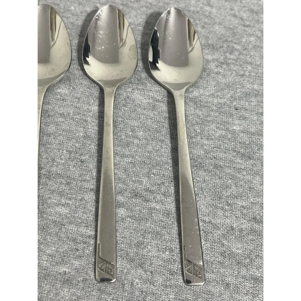 Set 6 Stainless Steel Teaspoons 18-8 Flatware Celtic Scroll Pattern Silverware
